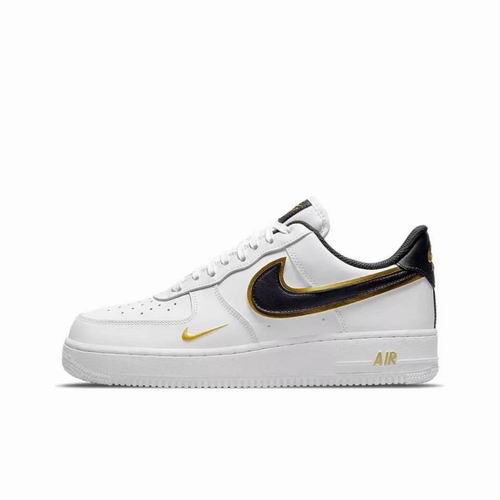 Cheap Nike Air Force 1 White Black Golden Shoes Men and Women-54 - Click Image to Close